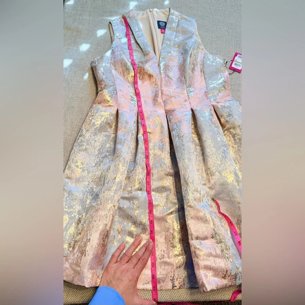 NWT Vince Camuto Jacquered Sleeveless Fit and Flare Dress size 14 - Picture 11 of 12